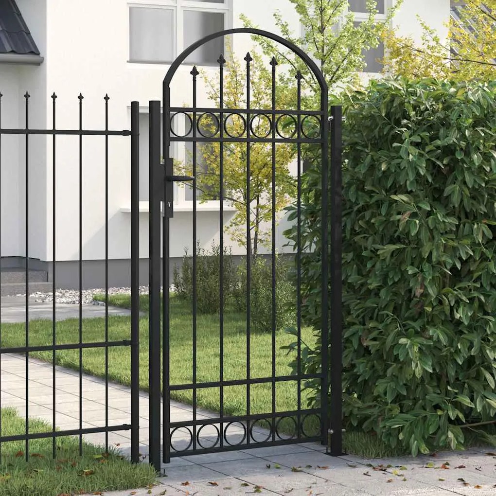 vidaXL Καγκελόπορτα με Αψιδωτή Κορυφή Μαύρη 89 x 200 εκ. από Ατσάλι