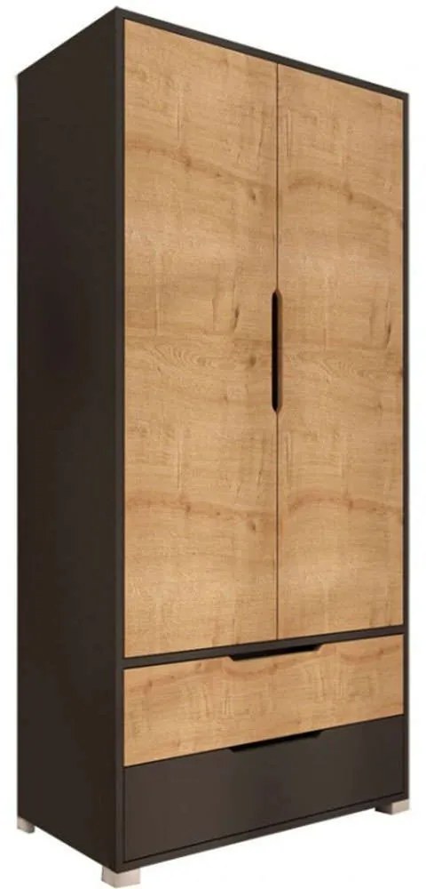 Ντουλάπα Δίφυλλη Forx 197-000222 90x45x180cm Oak-Anthracite Δίφυλλη