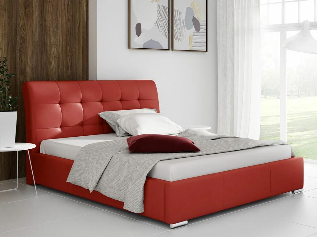 Κρεβάτι Baltimore 107, Διπλό, Κόκκινο, 180x200, Οικολογικό δέρμα, Τάβλες για Κρεβάτι, 200x227x103cm, 129 kg | Epipla1.gr