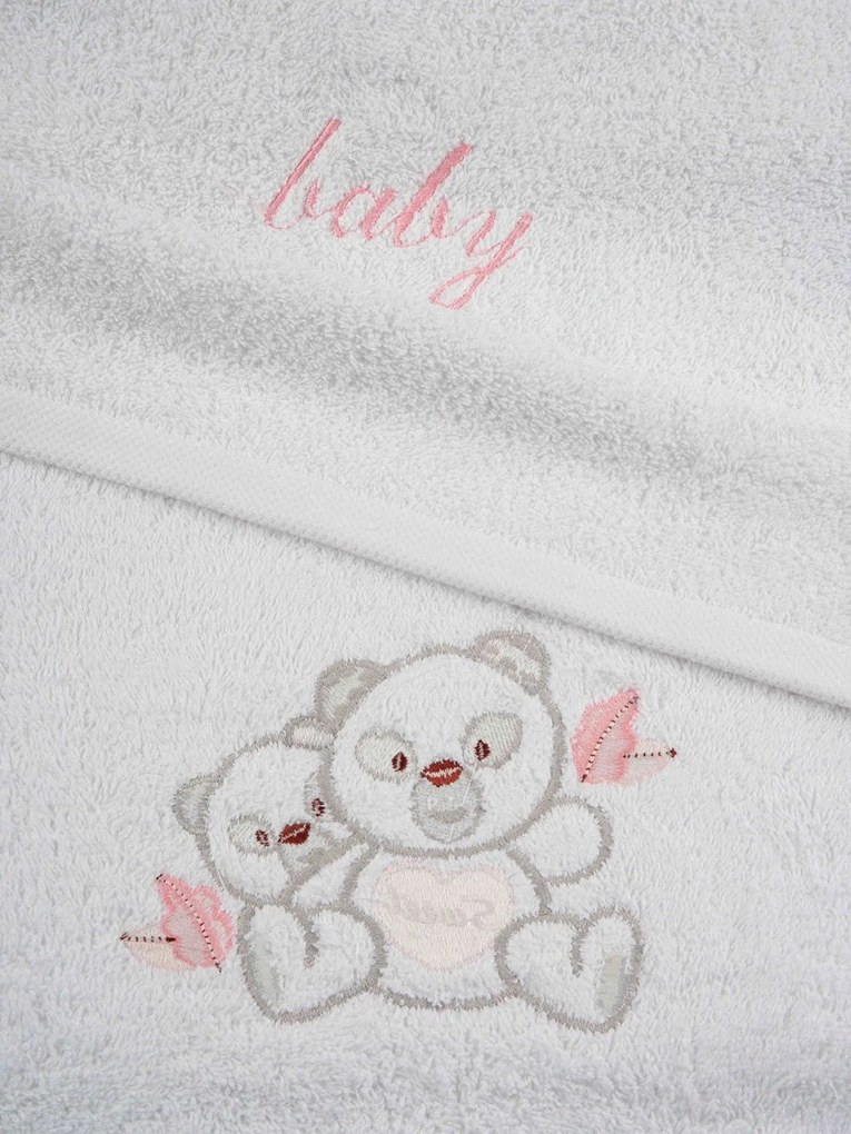 Σετ πετσέτες κεντητές Panda 02 White/Pink