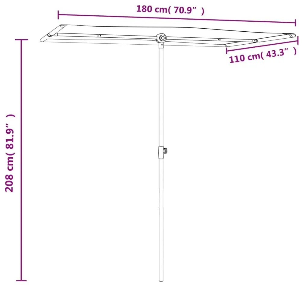 Ομπρέλα Κήπου Taupe 180 x 110 εκ. με Ιστό Αλουμινίου - Μπεζ-Γκρι