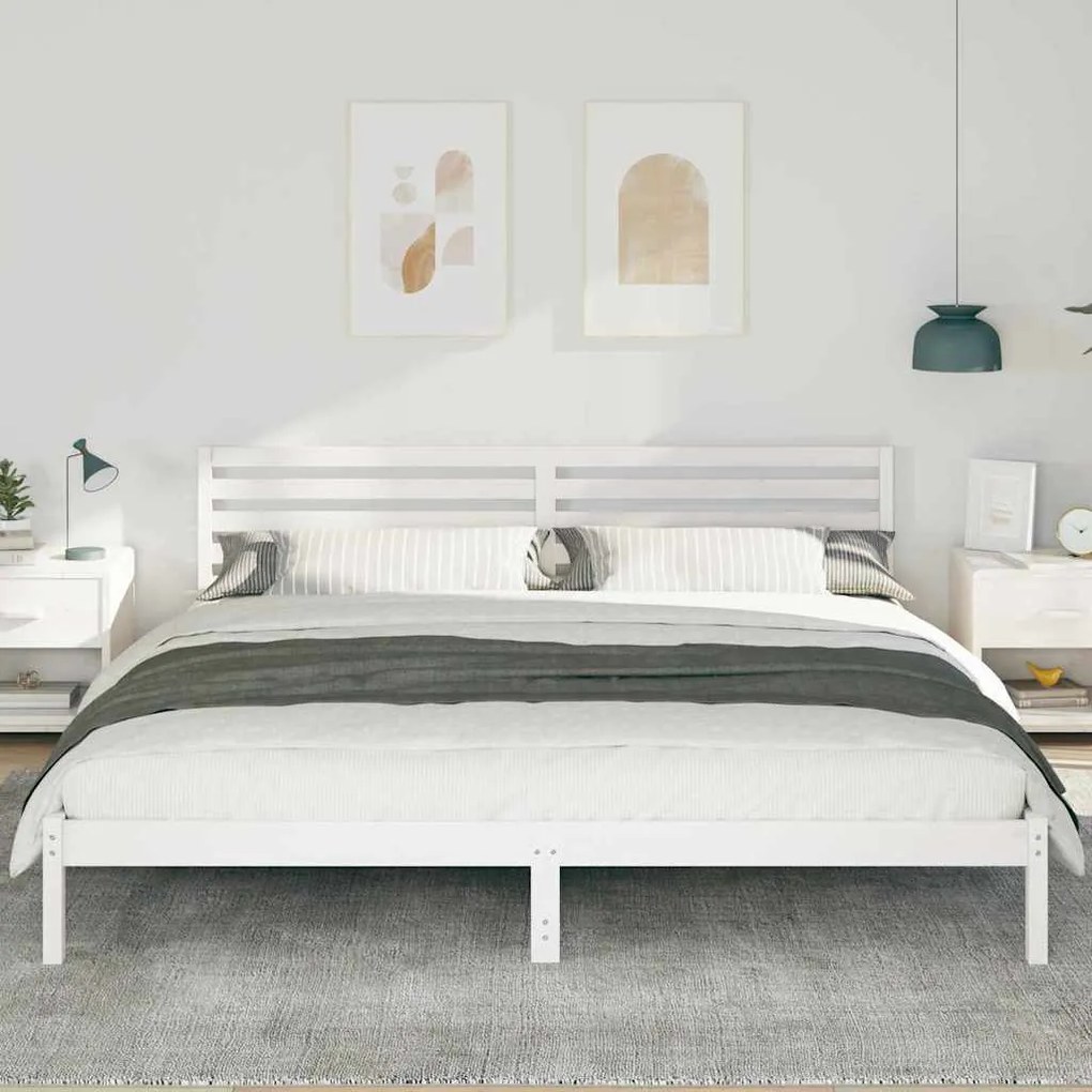 vidaXL Σκελετός Κρεβατιού Λευκό 200 x 210 cm Μασίφ ξύλο πεύκου