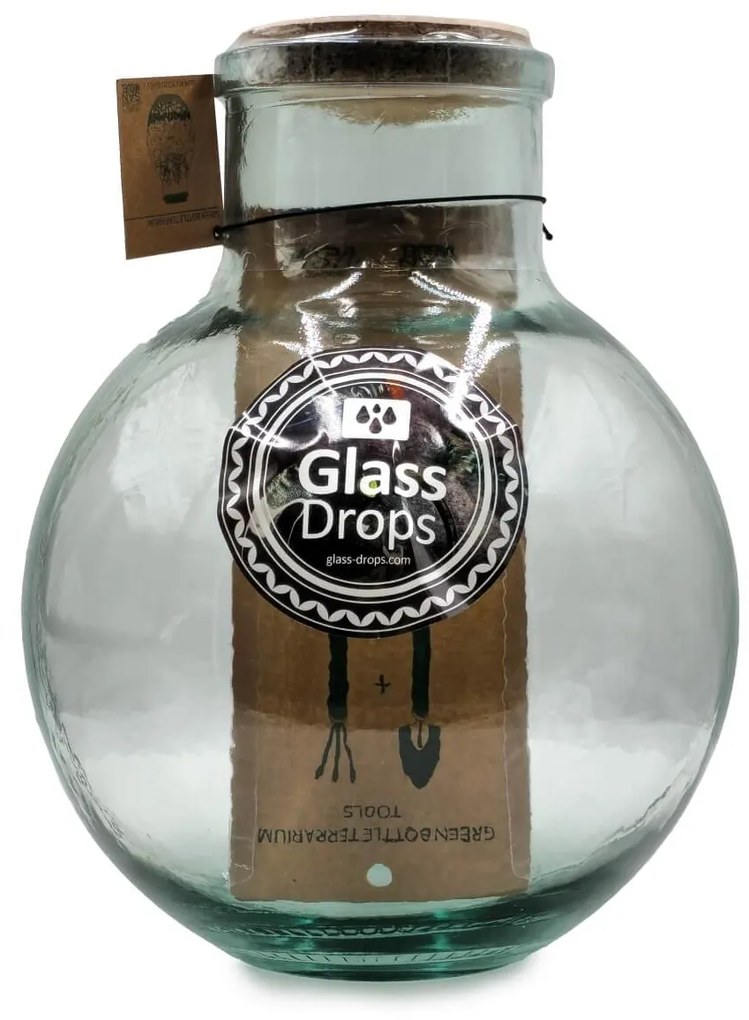Γυάλινο Φυτώριο Glass Drops Green Terrarium (5055_5) Mε εργαλεία, Aπό 100% ανακυκλωμένο γυαλί, Χωρητικότητας 8000ml, Διαστάσεων Ø 24 x Υ 31 cm