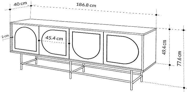 Μπουφές Joji Megapap χρώμα sapphire oak - silky black 186,8x40x77,6εκ.