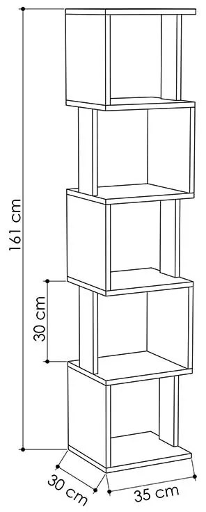 Βιβλιοθήκη - στήλη Piri pakoworld χρώμα light oak - ανθρακί 35x30x161εκ