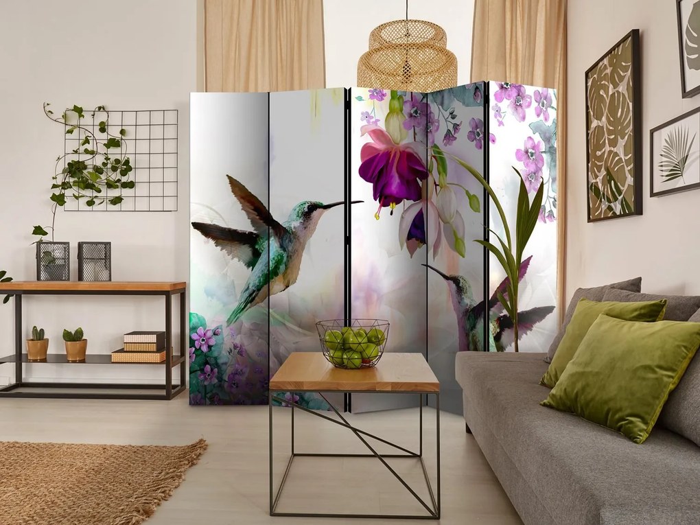 Διαχωριστικό με 5 τμήματα - Hummingbirds and Flowers II [Room Dividers] 225x172