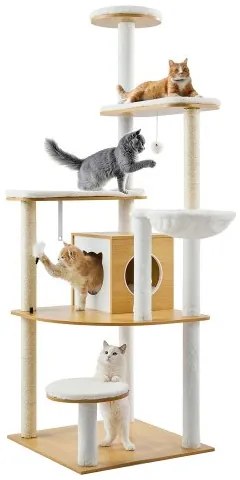 VEVOR Large Cat Tree Tall Cat Tower Multi-level Condo Play House for Indoor Cat