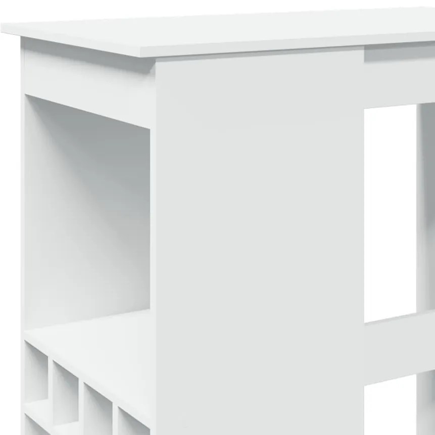 vidaXL Τραπέζι Μπαρ με Ράφια Λευκό 90x47,5x103,5 εκ. Επεξεργ. Ξύλο