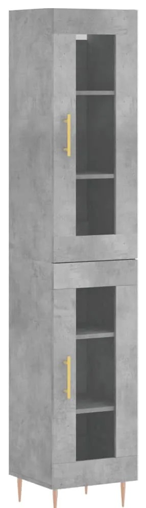 vidaXL Ντουλάπι Γκρι Σκυροδέματος 34,5x34x180 εκ. Επεξεργασμένο Ξύλο