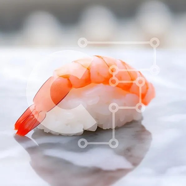 Σετ των 2 Intra Συλλεκτικό Ξύλινο Παζλ Plywood 4mm - Nigiri Sushi με γαρίδες Σε Ξύλινο Κουτί - Διαστάσεις: 10x10 cm – 25 κομμάτια