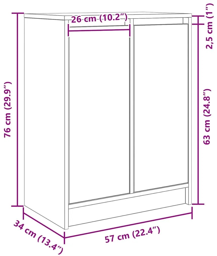 Συρταριέρα Sonoma Δρυς 57x34x76 εκ. Επεξεργασμένο Ξύλο - Καφέ