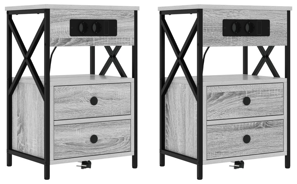 vidaXL Κομοδίνο 2 pcs Γκρι sonoma 40 x 31 x 60 εκ. Επεξεργασμένο ξύλο