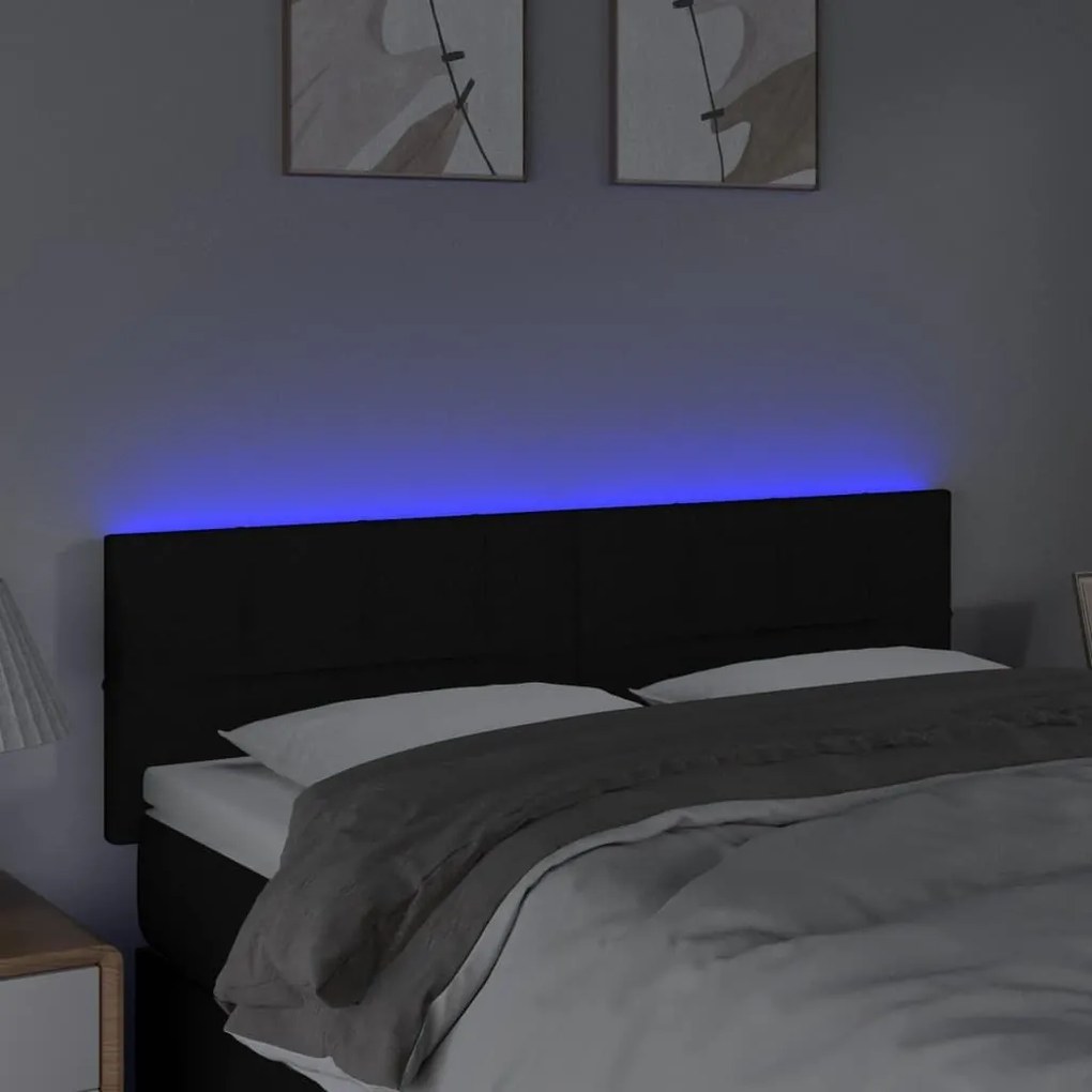 Κεφαλάρι Κρεβατιού LED Μαύρο 144x5x78/88 εκ. Υφασμάτινο - Μαύρο