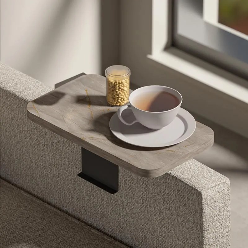 Βοηθητικό τραπεζάκι Linea I όψη ανθρακί μάρμαρο - μαύρα μεταλλικά πόδια 20x35x10 εκ. 20x35x10 εκ.