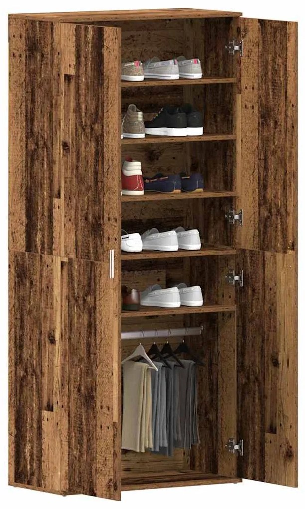 vidaXL Ντουλάπα Παπουτσιών με ράφι Παλιό ξύλο 80 x 39 x 178 εκ