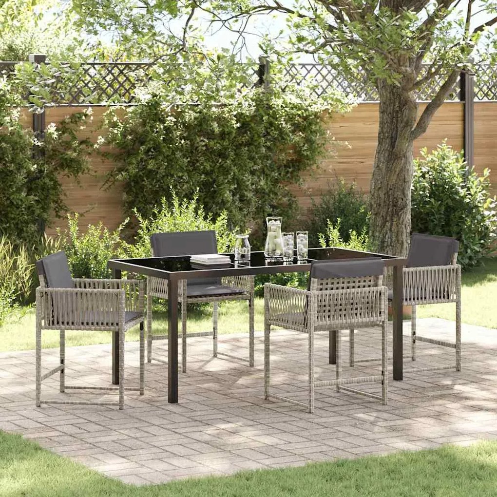 vidaXL Σέτ φαγητού για κήπο 5 pcs Ανοιχτό γκρι συνθετικό ρατάν