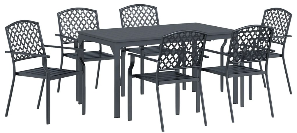 vidaXL Σετ Σαλονιού Κήπου 7 pcs Ανθρακί Κανονικό Μέταλλο