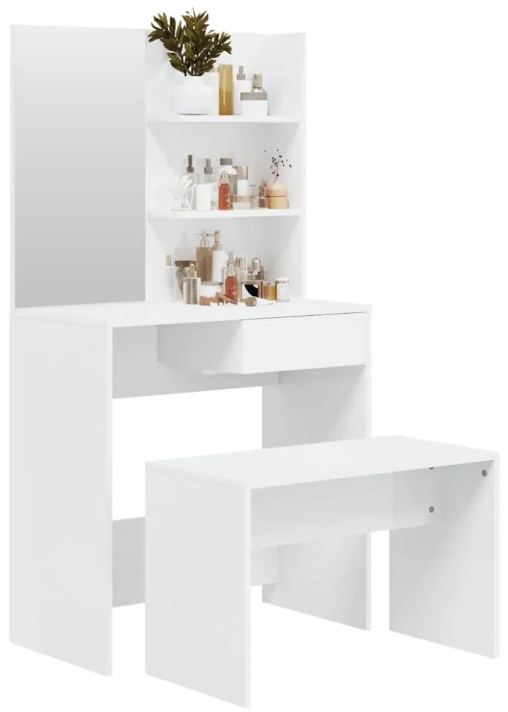 vidaXL Μπουντουάρ Σετ Γυαλιστερό Λευκό 74,5x40x141 εκ.