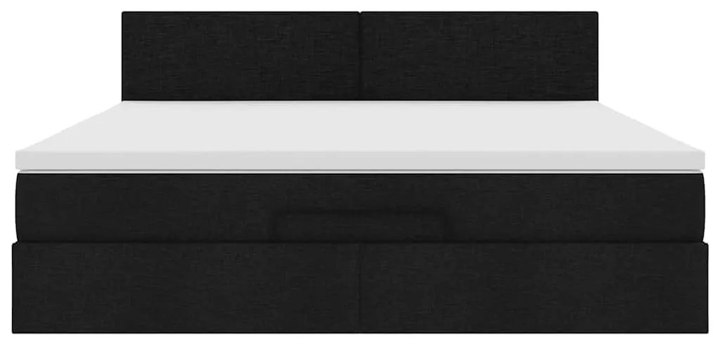 vidaXL Οθωμανικό κρεβάτι με στρώμα Μαύρο 160x200cm Ύφασμα