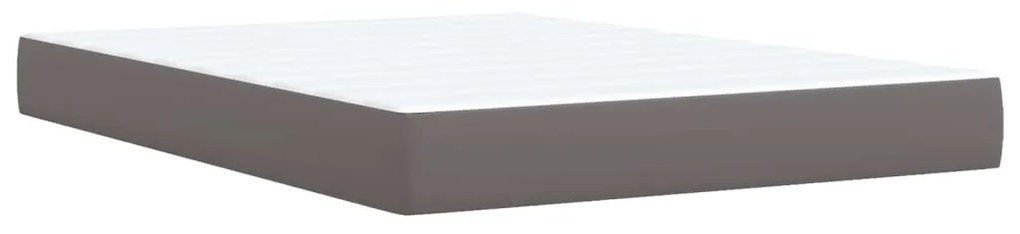 Κρεβάτι Boxspring με Στρώμα Γκρι 140x200εκ. από Συνθετικό Δέρμα - Γκρι