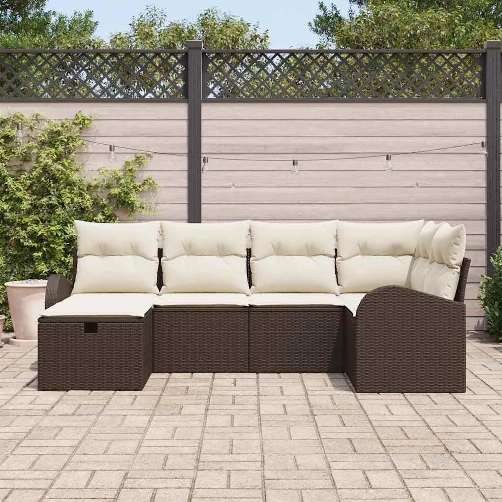 vidaXL Σετ Καναπέ Κήπου 6 pcs Καφέ και κρεμ 234 x 124 x 85 εκ