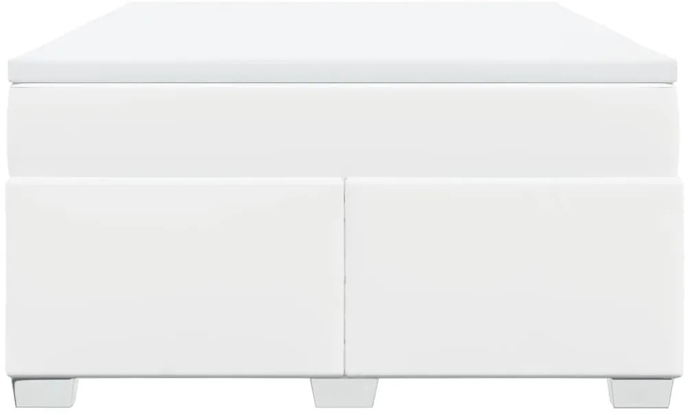 vidaXL Κρεβάτι Boxspring με Στρώμα Λευκό 140x200εκ.από Συνθετικό Δέρμα
