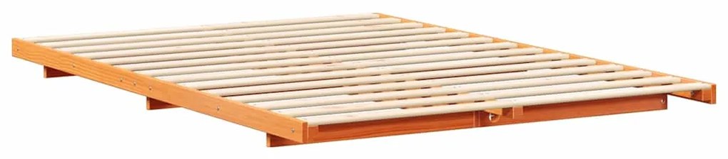 vidaXL Κρεβάτι δαπέδου Καφέ κεριού 160 x 200 cm Μασίφ ξύλο πεύκου