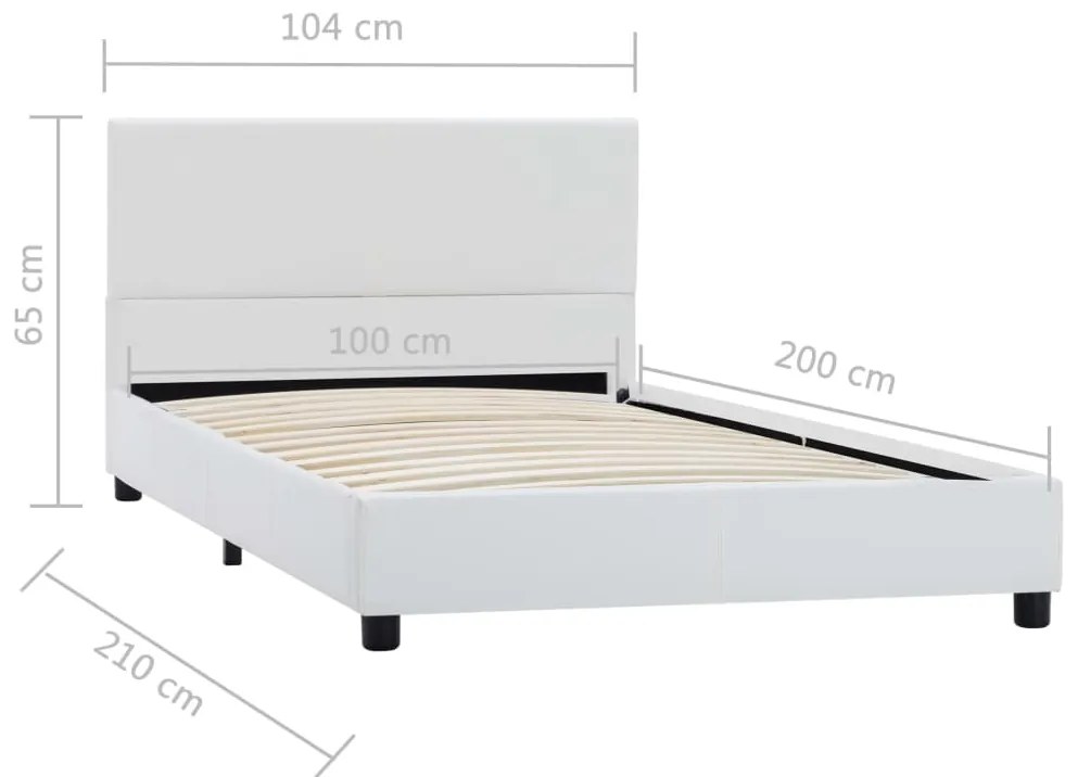 vidaXL Πλαίσιο Κρεβατιού Λευκό 100 x 200 εκ. από Συνθετικό Δέρμα