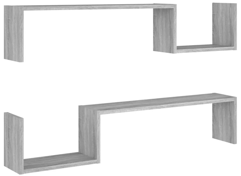 vidaXL Ράφια Τοίχου 2 τεμ. Γκρι Sonoma 100x15x20 εκ. από Επεξεργ. Ξύλο