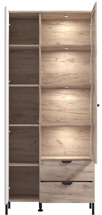 Βιτρίνα Vandea 195 2K2F VS1 Cashmere - Γκρί Δρύς 87x40x195 εκ. 87x40x195 εκ.