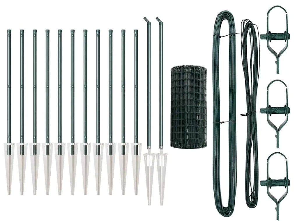 vidaXL Τεντώτο με στήριγμα Πράσινο 0,8 x 25 m Χάλυβας και PVC
