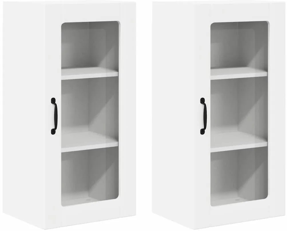 vidaXL Ντουλάπα Κουζίνας με ράφι με πόρτα 2 pcs Λευκό 40 x 31 x 80 εκ.