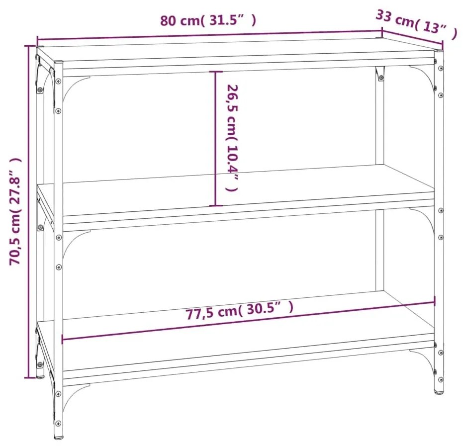 Βιβλιοθήκη Γκρι Sonoma 80 x 33 x 70,5 εκ. Επεξ. Ξύλο &amp; Ατσάλι - Γκρι