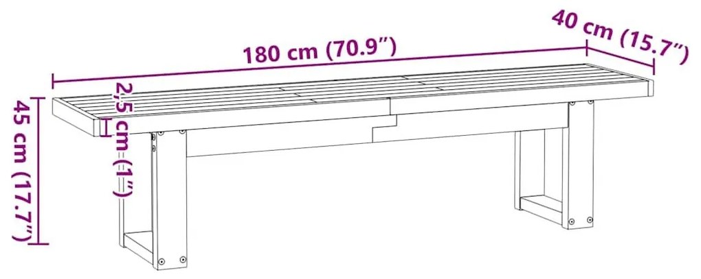 Πάγκος τραπεζαρίας NOAIN με πόδια σχήματος U 180x40x45 cm - Καφέ