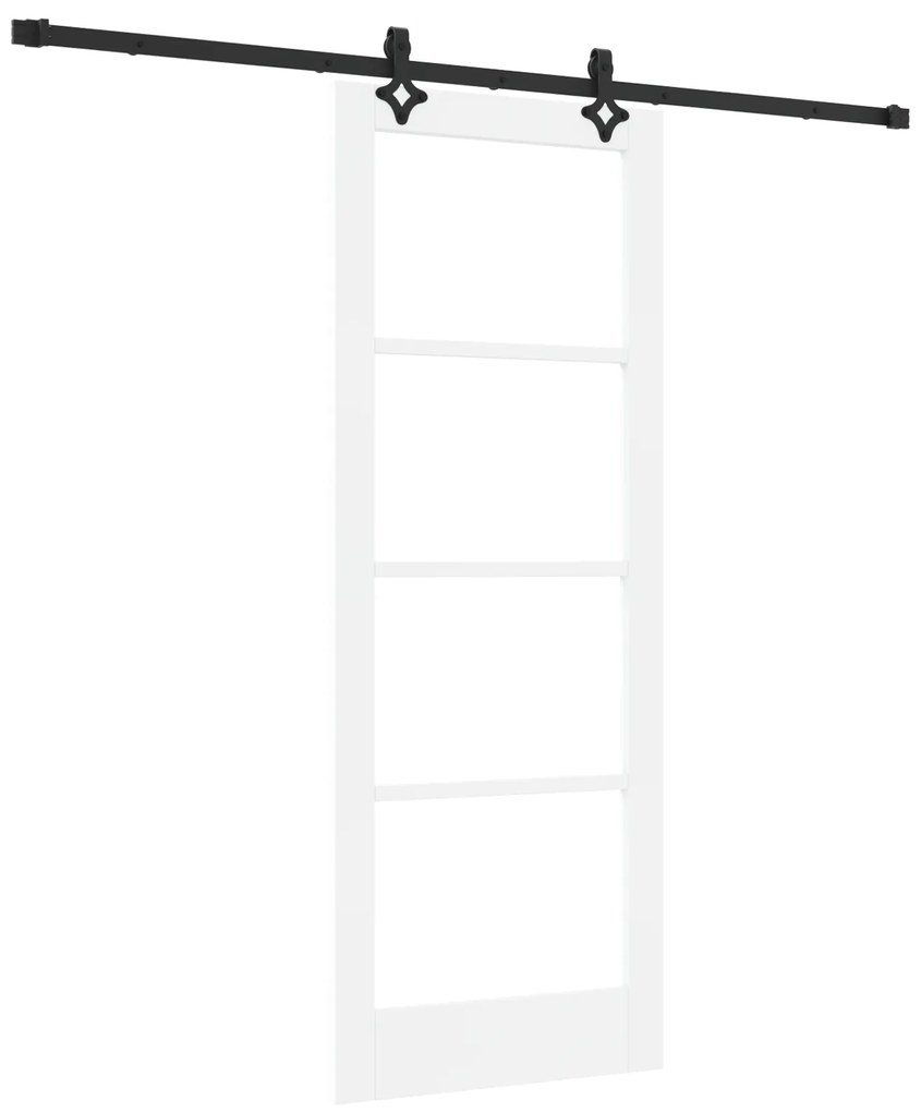 vidaXL Συρόμενη Πόρτα με Σετ Υλικών Λευκή 78x202 εκ. Συμπαγές Ξύλο Πεύκου
