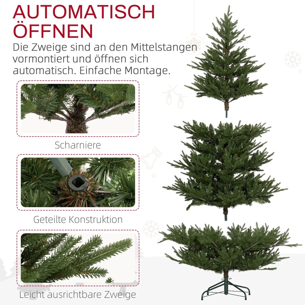 HOMCOM Χριστουγεννιάτικο δέντρο 183 cm, ρεαλιστική εμφάνιση, γρήγορη συναρμολόγηση, περιλαμβάνεται βάση, πυράντοχο πλαστικό