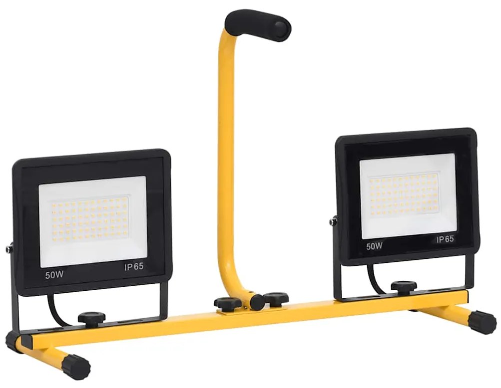 vidaXL Προβολέας LED με Λαβή Θερμό Λευκό 2 x 50 W