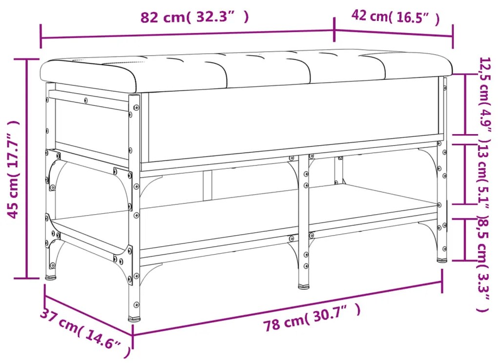 Παπουτσοθήκη Γκρι Sonoma 82x42x45 εκ. από Επεξεργασμένο Ξύλο - Γκρι