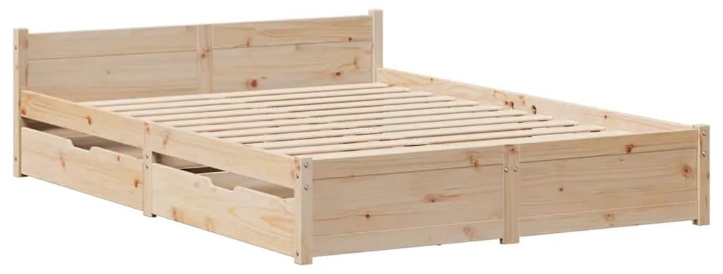 vidaXL Σκελετός Κρεβατιού Χωρίς Στρώμα 140x190 εκ Μασίφ Ξύλο Πεύκου