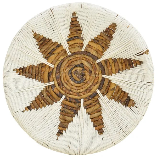 Διακοσμητικό τοίχου Circy Inart σετ 3 τεμ ψάθα σε λευκή-μπεζ απόχρωση