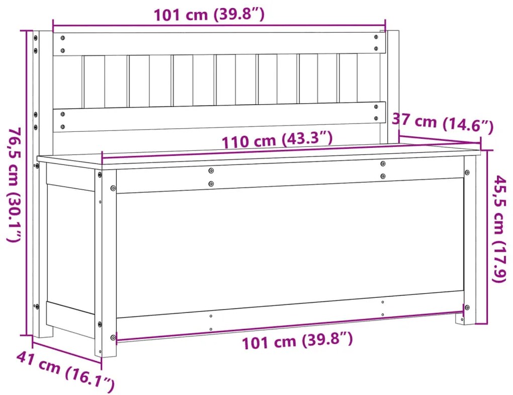 Πάγκος Μαύρος 110 x 41 x 76,5 εκ. από Μασίφ Ξύλο Πεύκου - Μαύρο