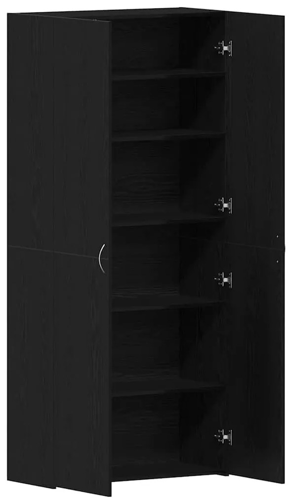 vidaXL Ντουλάπα Παπουτσιών Μαύρο 80 x 35.5 x 180 εκ Επεξεργασμένο ξύλο
