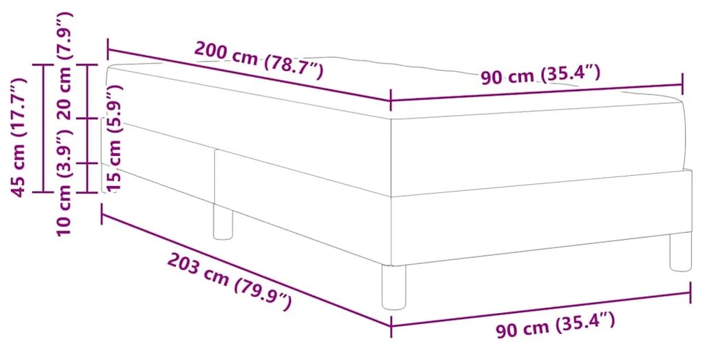 vidaXL Σκελετός Κρεβατιού με στρώμα Μαύρο 90 x 200 cm ύφασμα