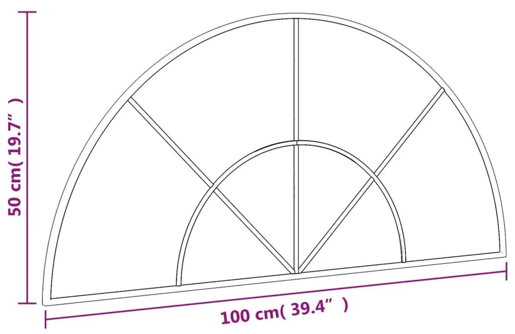 Καθρέφτης Τοίχου Αψίδα Μαύρος 100 x 50 εκ. από Σίδερο - Μαύρο