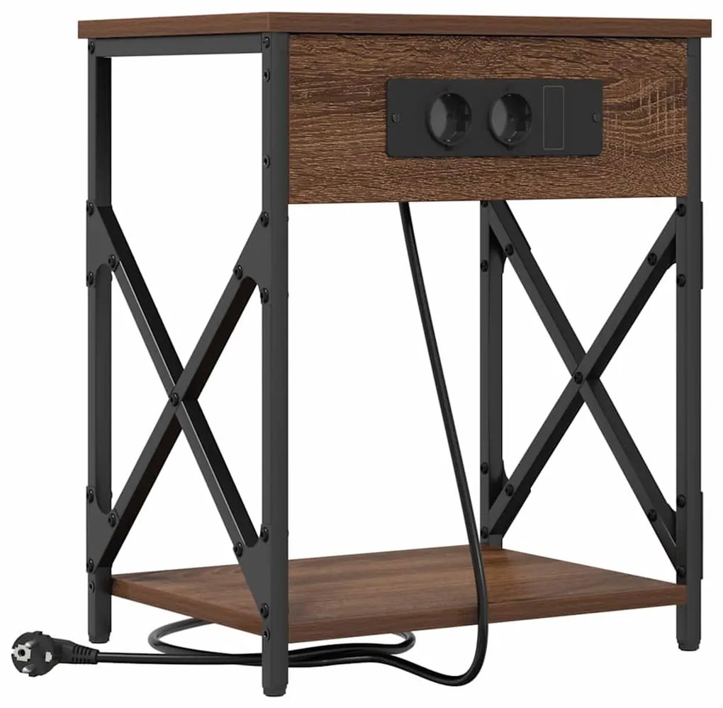 vidaXL Κομοδίνο 2 pcs Καφέ δρυς 41 x 31 x 51 εκ. Επεξεργασμένο ξύλο