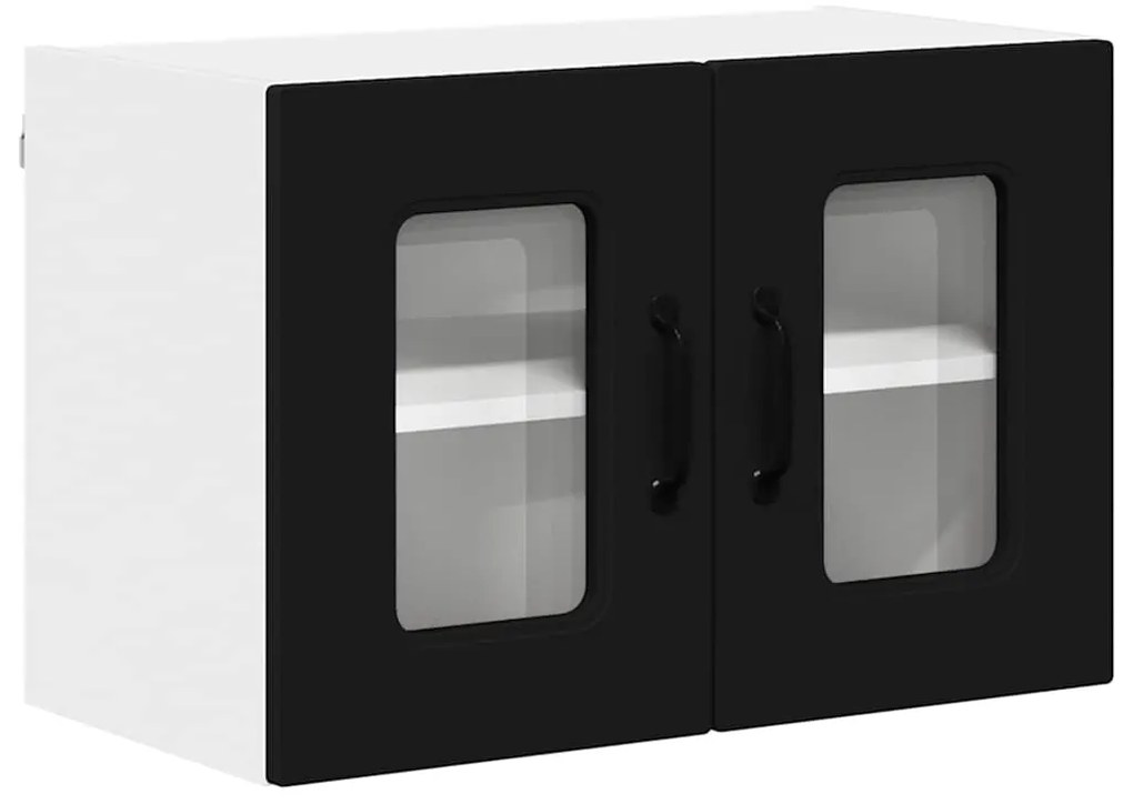 vidaXL Κρεμαστό ντουλάπι κουζίνας με ράφι 2 pcs Μαύρο 60 x 31 x 40 εκ