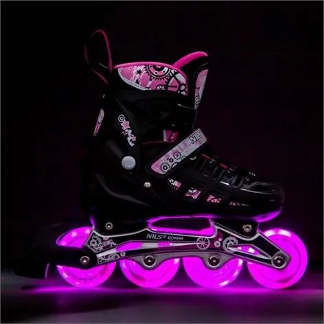 Αυξομειούμενα Roller NH 10905 ΣΕΤ 4 ΣΕ 1 INLINE SKATES NILS EXTREME Μαυρο/Ροζ LED-SMALL (31-34)