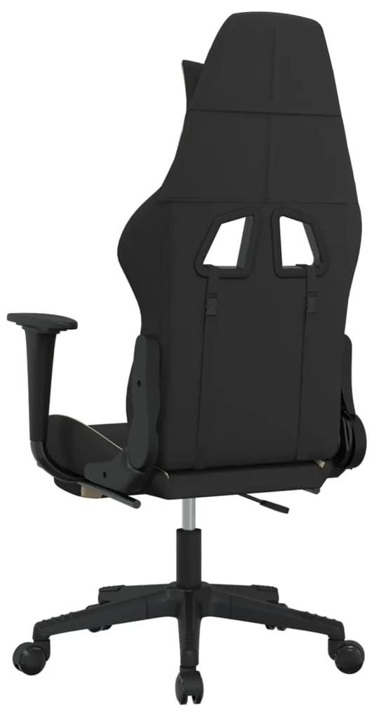 vidaXL Καρέκλα Μασάζ Gaming Μαύρο και κρεμ Ύφασμα με Υποπόδιο