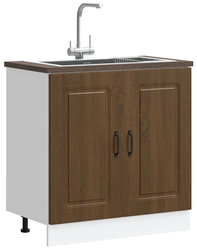 vidaXL Ντουλάπι βάσης νεροχύτη "Kalmar" Καφέ δρυς 80x46x81,5 cm