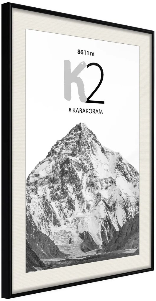 Αφίσα - Peaks of the World: K2 - 20x30 - Μαύρο - Με πασπαρτού